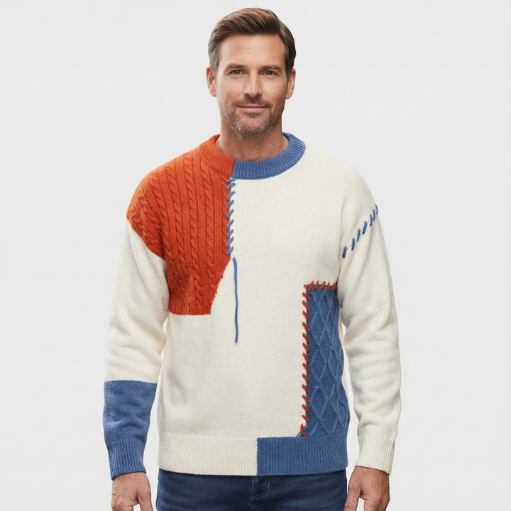 Elias – Herren Pullover mit Patchwork Design