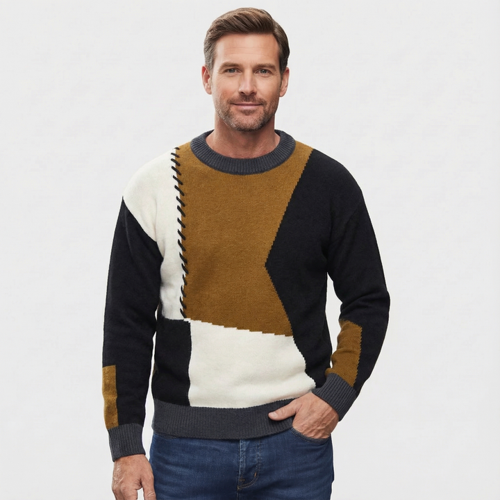 Elias – Herren Pullover mit Patchwork Design
